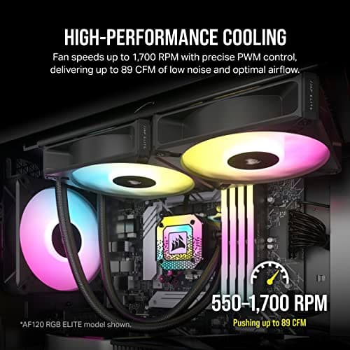Corsair iCUE AF140 RGB ELITE 140mm Black PWM RGB 2-Pack image