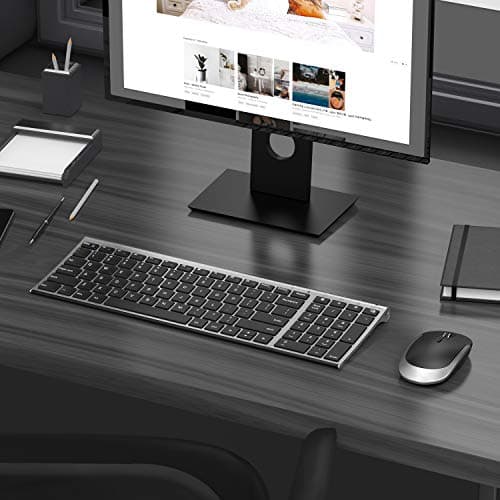 Rechargeable Wireless Keyboard Mouse Combo, Jelly Comb 2.4GHz Ultra Slim Compact Full Size Wireless Keyboard Mouse for Laptop, PC, Desktop Computer, Windows OS image