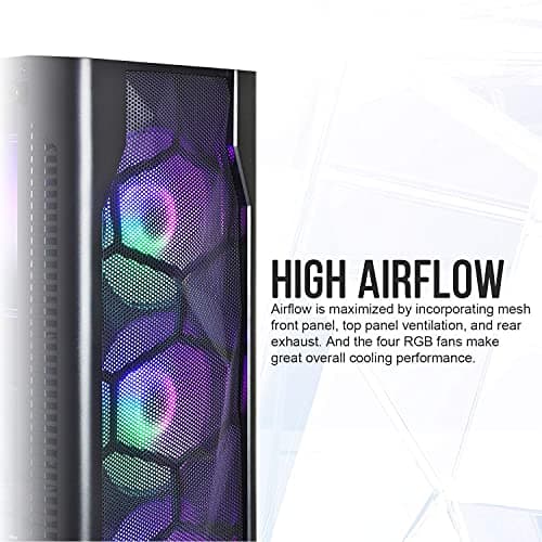 Montech X3 Mesh 6pcs, 3 x 140mm& 3 x 120mm Fixed RGB Lighting Fans (Pre-Installed) ATX Mid-Tower PC Gaming Case, USB3.0, Door Open Tempered Glass Side Panel, High Airflow, Black image