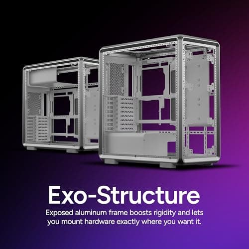 Cooler Master MasterFrame 600 ATX Mid Tower Silver Tempered Glass Side Panel, Front Panel: USB 3.2 Gen 2x2 Type-C USB 3.2 Gen 1 Type-A image