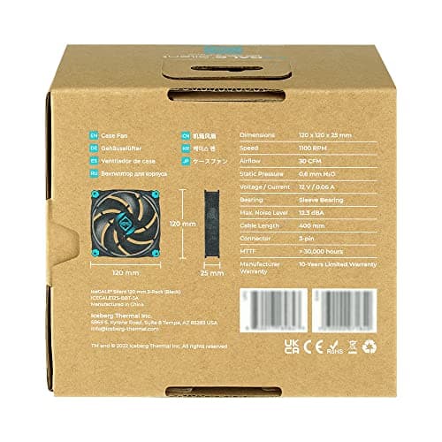 Iceberg Thermal IceGALE 120mm Black / Blue Silent 30 CFM 3-Pack image