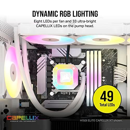 Corsair iCUE H100i ELITE CAPELLIX XT Water 240mm 65.57 CFM White image