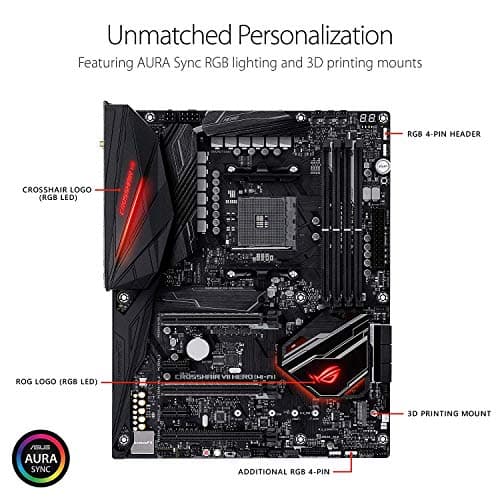 ASUS ROG Crosshair VII Hero (Wi-Fi) AMD Ryzen 2 AM4 DDR4 M.2 USB 3.1 Gen2 ATX X470 Motherboard image