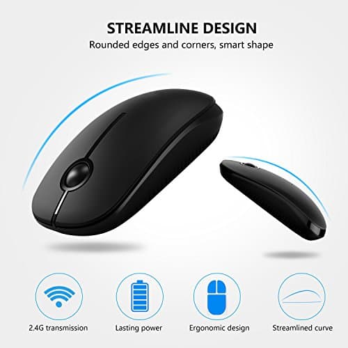Vssoplor 8541645742 Wireless Mouse, 2.4G Slim Portable Computer Mice with Nano Receiver for Notebook, PC, Laptop, Computer-Black image