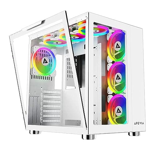 Apevia Prism Elite ATX Mid Tower White Tempered Glass Side Panel, USB 3.2 Gen 1 Type-A, USB 2.0 Type-A main image