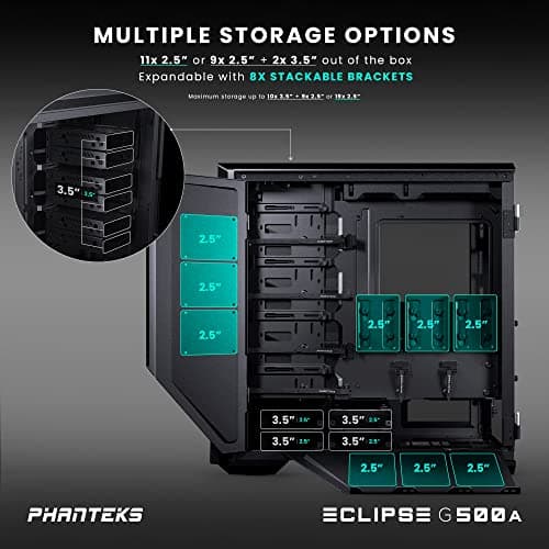 Phanteks ECLIPSE G500A Performance ATX Mid Tower Black Tempered Glass Side Panel image