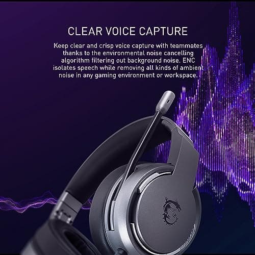 MSI IMMERSE GH40 Wired Closed-Back Headphones ENC Black image