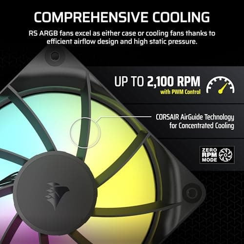 Corsair RS120 120mm Black ARGB PWM 72.8 CFM 1-Pack image