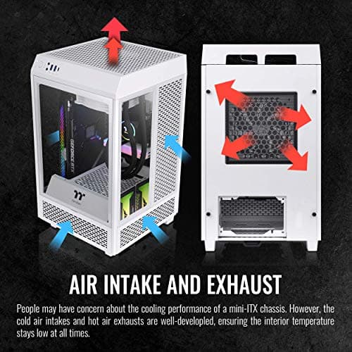 Thermaltake The Tower 100 Mini-ITX Tower Snow with Tempered Glass Side Panel and USB 3.2 Gen 2 Type-C, USB 3.2 Gen 1 Type-A image