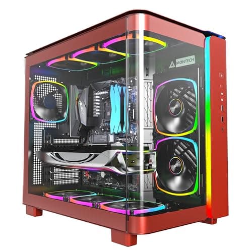 Montech KING 95 PRO ATX Mid Tower Red / Black Tempered Glass Side Panel with USB 3.2 Gen 2 Type-C and USB 3.2 Gen 1 Type-A image