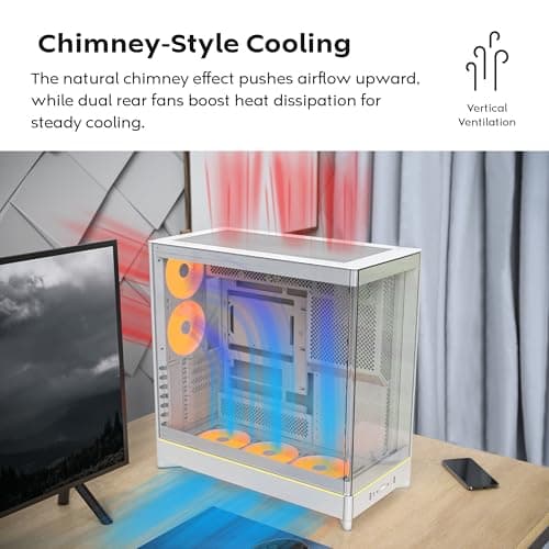 Montech HS02 Pro ATX Mid Tower White Tempered Glass Side Panel with USB 3.2 Gen 2 Type-C and USB 3.2 Gen 1 Type-A image