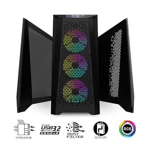 MSI MEG PROSPECT 700R ATX Mid Tower Black Tempered Glass Side Panel, USB 3.2 Gen 2x2 Type-C, USB 3.2 Gen 1 Type-A image