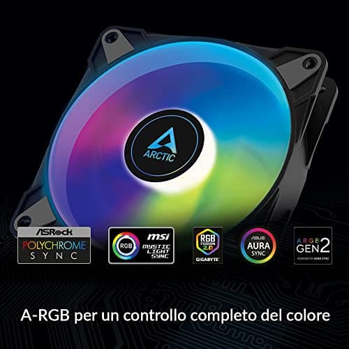 ARCTIC P12 PST 120mm Black A-RGB PWM 0dB 48.8 CFM 3-Pack image