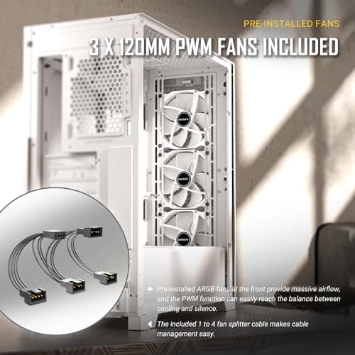 Antec P20C ATX Mid Tower White with Tempered Glass Side Panel and USB 3.2 Gen 2 Type-C, USB 3.2 Gen 1 Type-A image