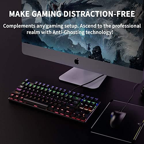 STOGA Mechanical Gaming Keyboard, Anti Ghosting USB Wired Gaming Keyboard with 87 Keys, Alloy Base, 10 Kinds of Backlight Modes LED Backlit image