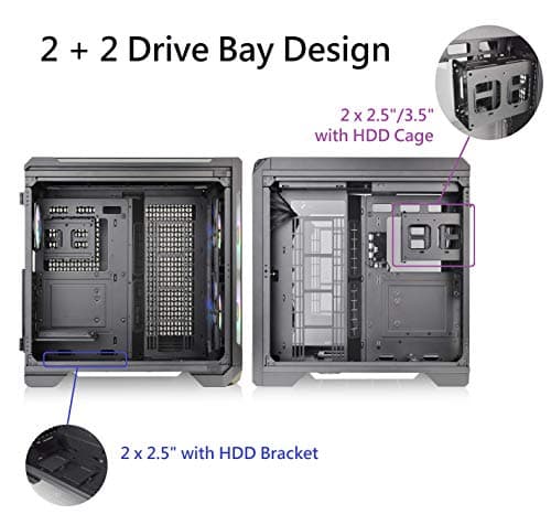 Thermaltake View 51 ARGB Edition ATX Full Tower Black Tempered Glass Side Panel, USB 3.2 Gen 2 Type-C, USB 3.2 Gen 1 Type-A, USB 2.0 Type-A image