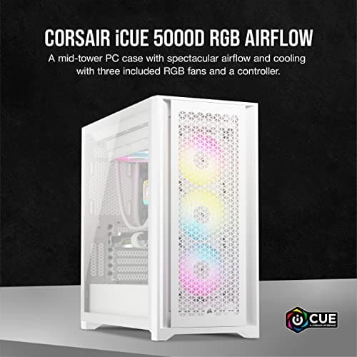 Corsair iCUE 5000D ATX Mid Tower White Tempered Glass RGB AIRFLOW image