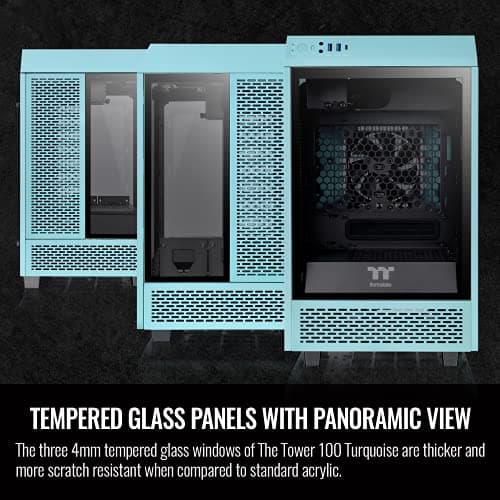 Thermaltake The Tower 100 Mini-ITX Tower Turquoise / Black Tempered Glass Side Panel image