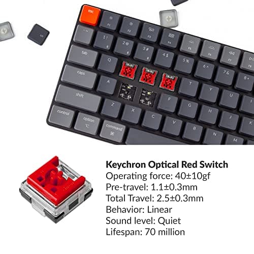 Keychron K3 V2 Ultra-slim RGB Wired/Bluetooth/Wired Standard Keychron Optical Red Low Profile (Hot-Swappable) Keyboard image