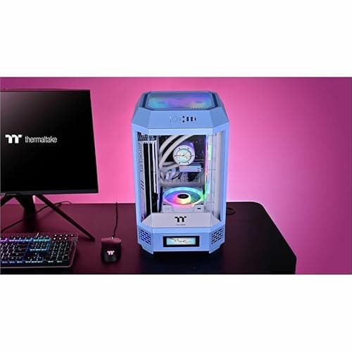 Thermaltake The Tower 250 Mini-ITX Tower Blue / White Tempered Glass Side Panel, USB 3.2 Gen 2 Type-C, USB 3.2 Gen 1 Type-A image