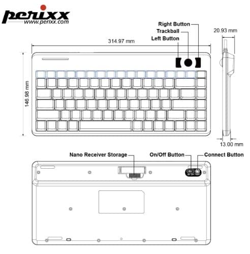 Perixx 10532 Wireless Mini Keyboard image
