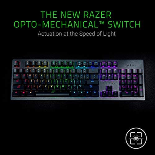 Razer Huntsman Gaming Keyboard: Opto-Mechanical Key Switches - Instant Actuation - Customizable Chroma RGB Lighting - Programmable Macro Functionality - Matte Black image