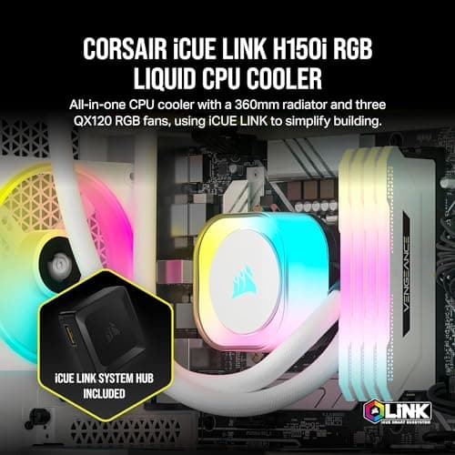 Corsair iCUE LINK H150i RGB Water 360mm RGB 63.1 CFM White image