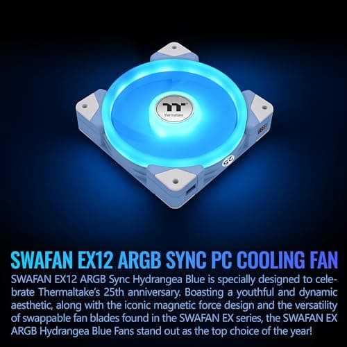 Thermaltake SWAFAN EX12 120mm Blue / White Addressable RGB PWM 57.11 CFM 3-Pack image