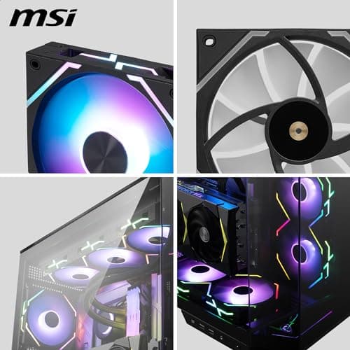 MSI MPG EZ120 120mm Black 73.82 CFM PWM Addressable RGB 3-Pack image