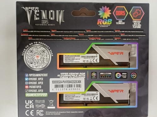 Patriot Viper Venom RGB Black / White DDR5-5200 CL40 64GB (2x32GB) image
