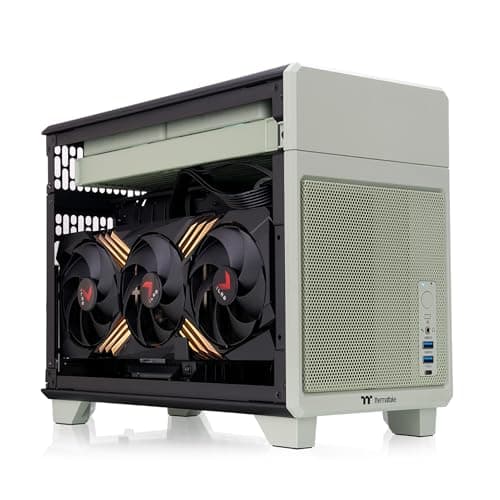 Thermaltake TR100 Mini-ITX Desktop Green / Black Mesh Side Panel image