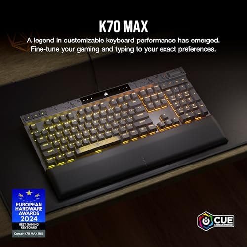 Corsair K70 MAX RGB UK Wired Corsair MGX Steel Grey Gaming Keyboard image