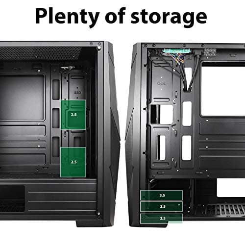 CiT Master ATX Mid Tower Black Tempered Glass Side Panel, USB 3.2 Gen 1 & USB 2.0 Front USB image