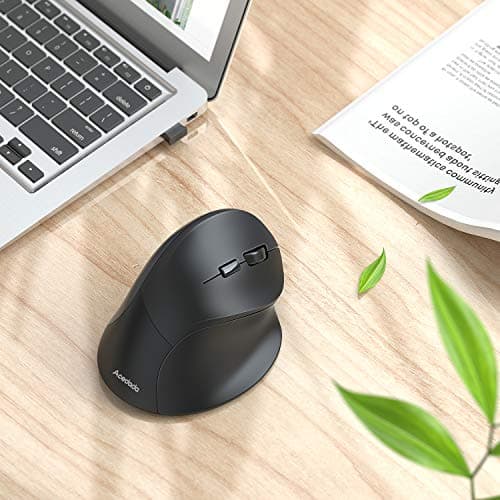 Ergonomic Mouse, Large Vertical Wireless Mouse - Acedada Rechargeable 2.4GHz Optical Ergonomic Mice : 3 Adjustable 800/1200/1600 DPI 6 Buttons, for Laptop, PC, Computer, Desktop, Notebook etc, Black image