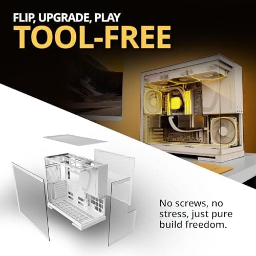 Geometric Future Model 5 ATX Mid Tower White Tempered Glass Side Panel Vent Fanless USB 3.2 Gen 2x2 Type-C USB 3.2 Gen 1 Type-A image