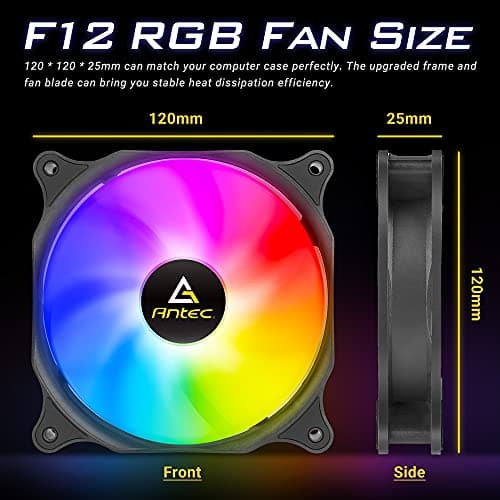 Antec 120mm RGB Case fan, RGB High Performance PC Fan, 4-pin RGB, F12 Series, 3 Packs image