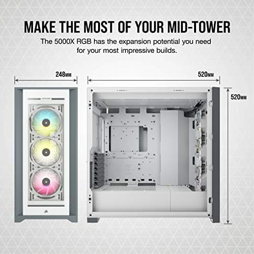 Corsair iCUE 5000X RGB ATX Mid Tower White / Gray Tempered Glass image
