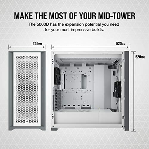 Corsair 5000D AIRFLOW ATX Mid Tower White / Gray Tempered Glass Side Panel image