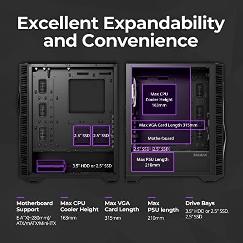 Zalman Z3 Iceberg ATX Mid Tower Black with Tempered Glass Side Panel and USB 3.2 Gen 1 Type-A / USB 2.0 Type-A image