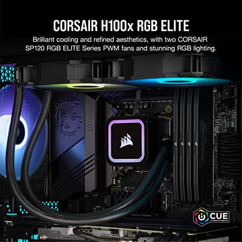 Corsair iCUE H100x Water 240mm RGB ELITE 47.73 CFM Black image