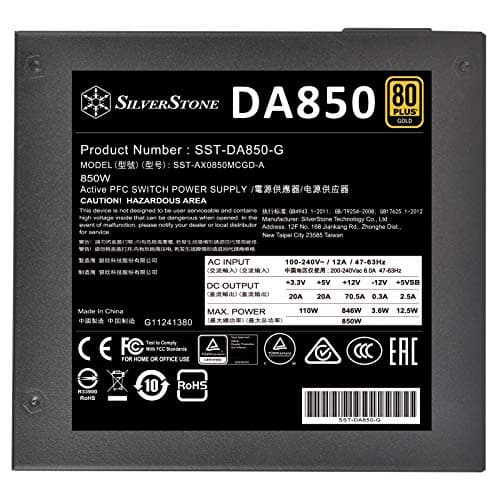 Silverstone DA850 Black / White 850W Fully Modular 80+ Gold image