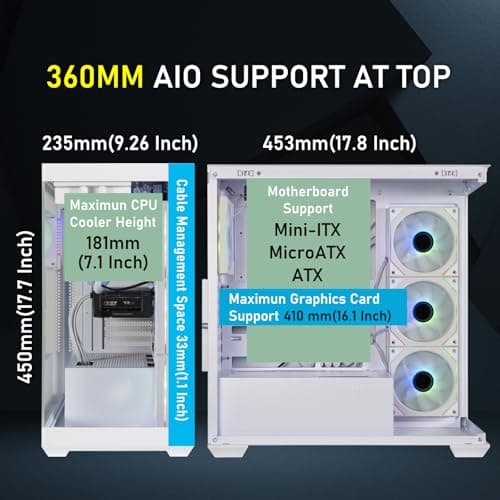 BitFenix CETO300 ATX Mid Tower White with Tempered Glass Side Panel and USB 3.2 Gen 2 Type-C USB 3.2 Gen 1 Type-A image