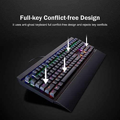 BestOff MK15 Gaming Set, Blue Switch Mechanical Gaming Keyboard, 4 adjustable High DPI Gaming Mouse, All-Metal Panel Spill-Resistant Keyboard with Ergonomic holder, Anti ghosting Keyboard for PC Gamer image