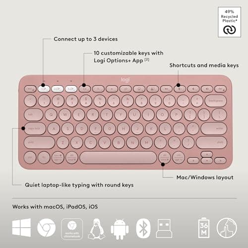 Logitech Pebble 2 Bluetooth/Wireless/Wired Standard Keyboard With Optical Mouse image