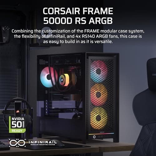 Corsair FRAME 5000D RS ARGB ATX Mid Tower Black Tempered Glass image