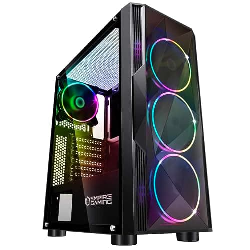 Empire Gaming Diamond ATX Mid Tower Black with Tempered Glass Side Panel and USB 3.2 Gen 1 Type-A, USB 2.0 Type-A Front Panel image