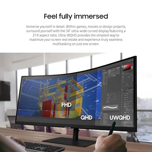 Samsung ViewFinity S65UA 34" 3440x1440 100Hz VA Curved Monitor image