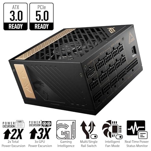 MSI MEG Ai1000P PCIE5 Black / Copper ATX 1000W Fully Modular 80+ Platinum Certified image