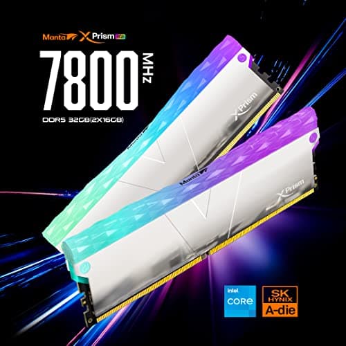 V-Color DDR5 Manta XPrism 32GB(16GBx2) 5600MHz 2Gx8 CL36 1.2V SK Hynix IC RGB Gaming Desktop Upgrade RAM Memory Module - White (TMXPL1656836WWK) image