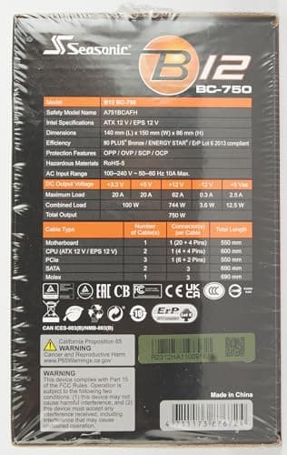 SeaSonic B12 BC 750W Non-Modular 80+ Bronze Certified image